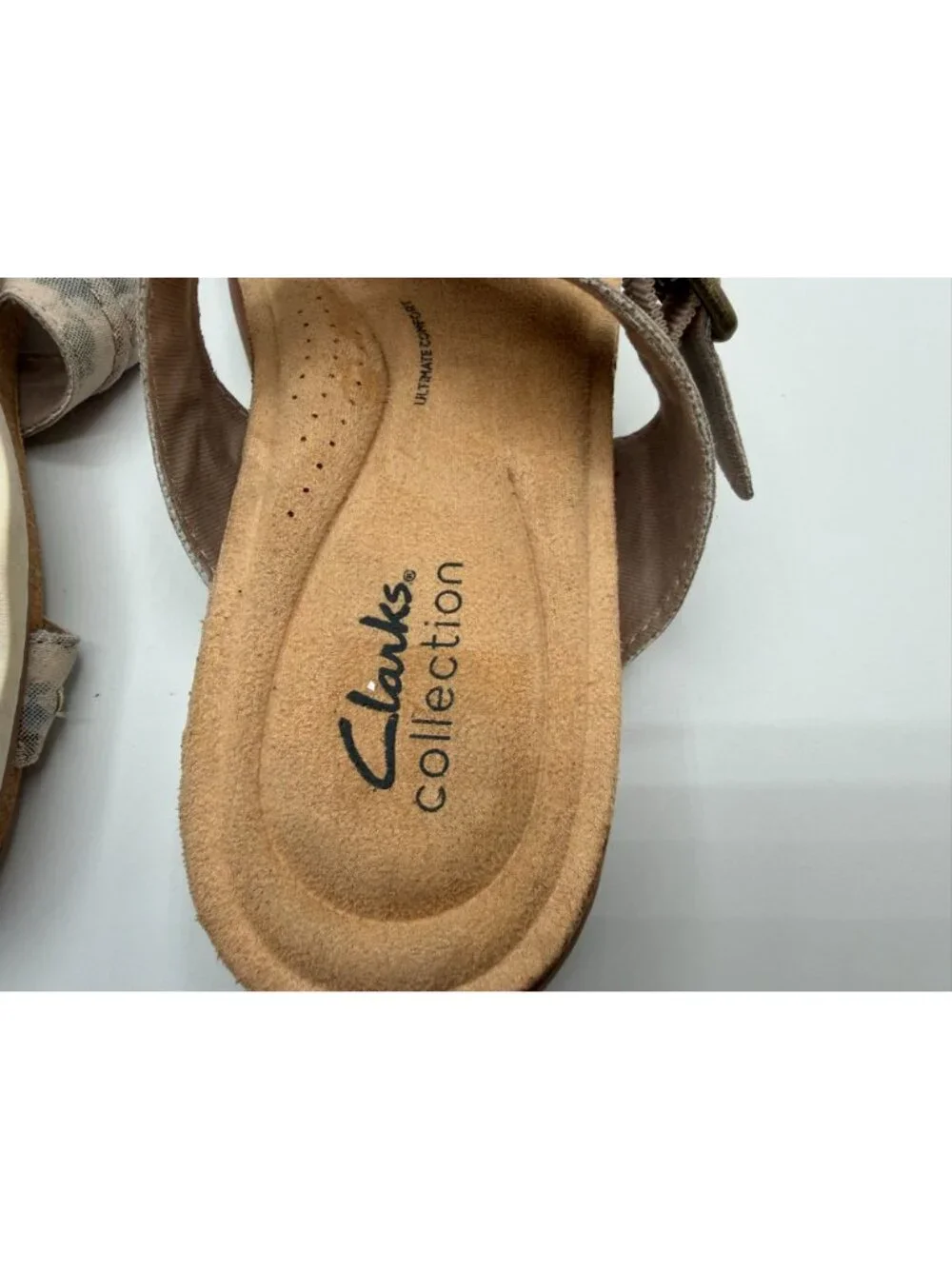 Clarks Brynn Madi Sandals Women Size 7M Sand Interest Leather Open Toe Shoes